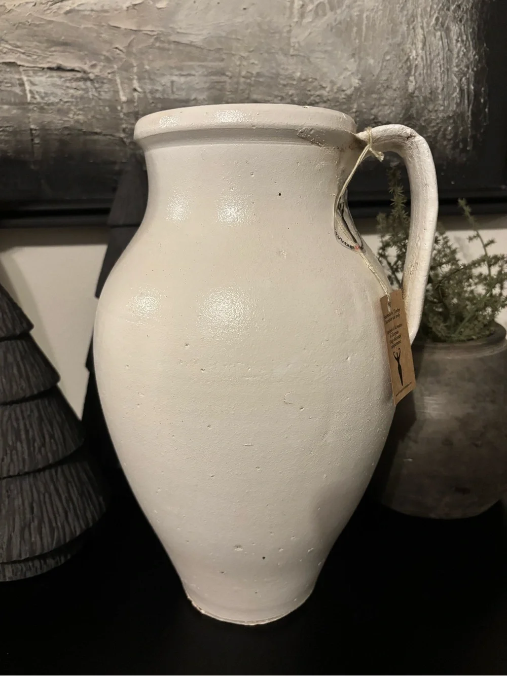 White Vintage Style Ceramic Decorative Pitcher Vase